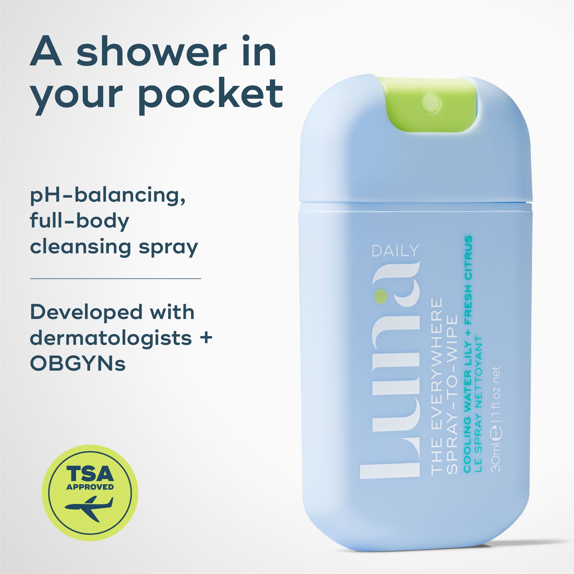 The Everywhere Spray-To-Wipe Mini - Cooling Water Lily + Fresh Citrus
