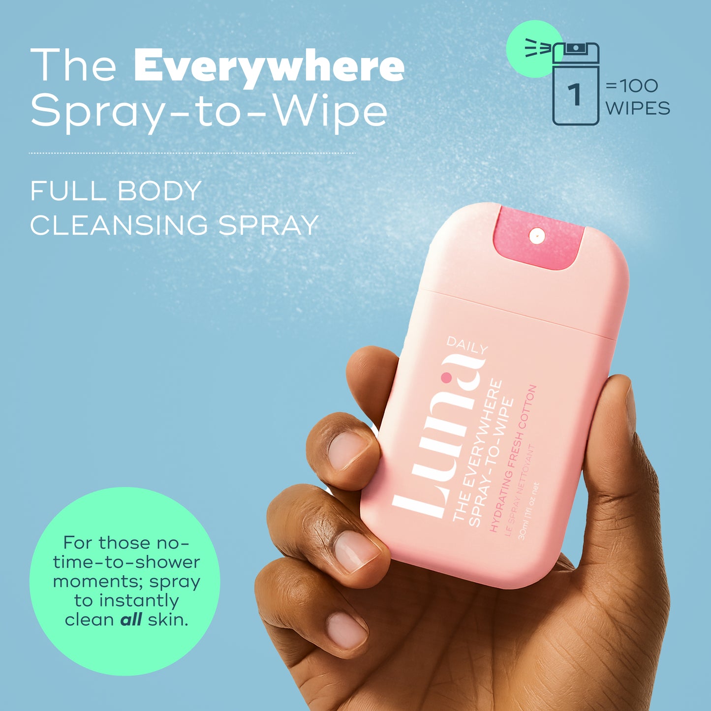 The Everywhere Spray-To-Wipe Mini -  Hydrating Soft Cotton