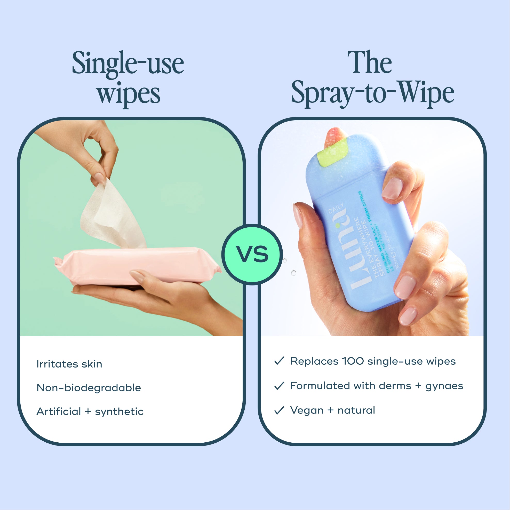 The Everywhere Spray-To-Wipe + Lanyard - Cooling Water Lily + Fresh Citrus